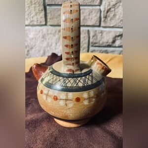 Antique Tlaquepaque Aztec Pattern Mexican Pitcher